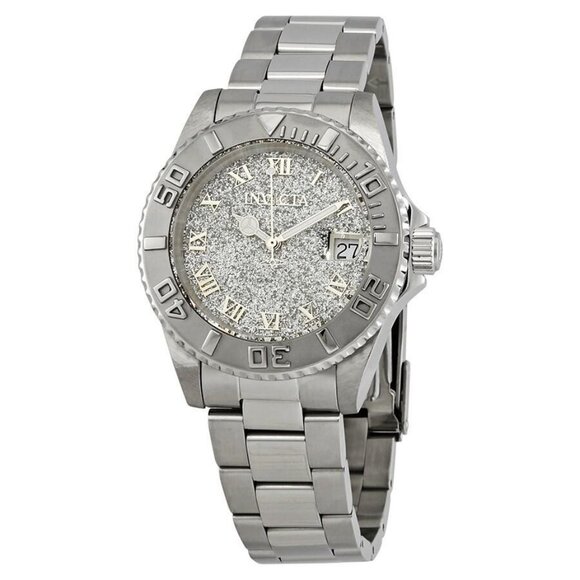 NWT Authentic Invicta Angel Silver Glitter Dial Stainless Steel Women's Watch - Picture 1 of 3